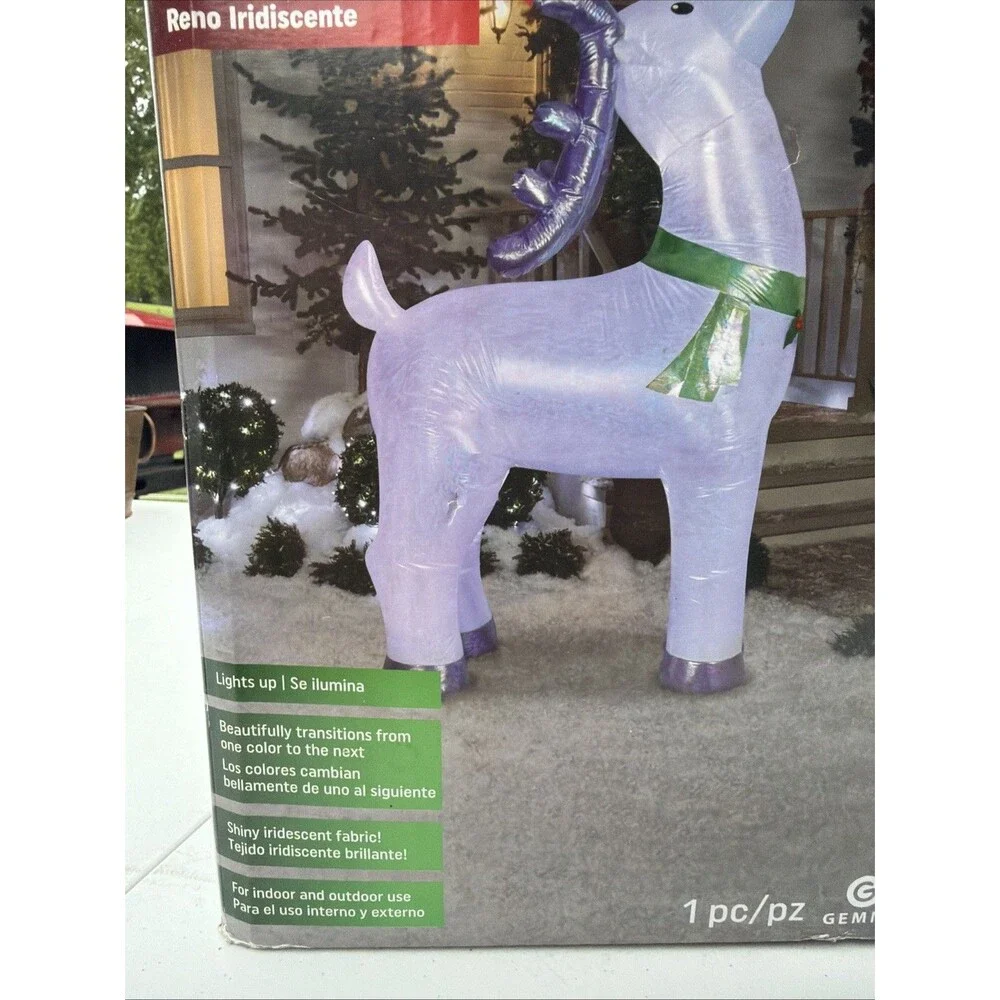 Gemmy Airblown 6.5 Ft Iridescent Reindeer LED Christmas Inflatable w/ Box Tested